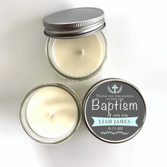 Baby Boy Blue Christening Candle | Personalized Baptism Favor | Scented Thank You Gift