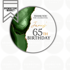 Milestone Celebration Stickers | Birthday & Anniversary Favor Labels | Green Agate